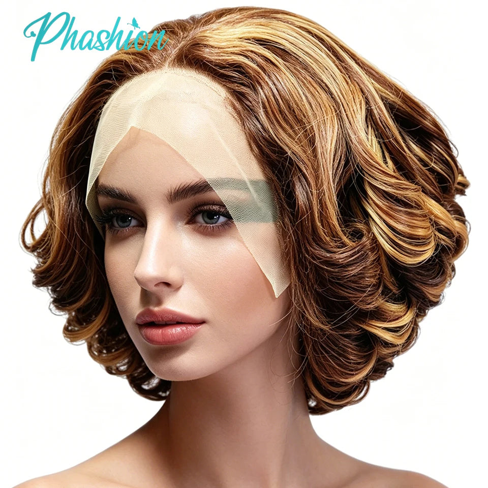 Pixie Cut Human Hair Bob Wig with Lace Frontal