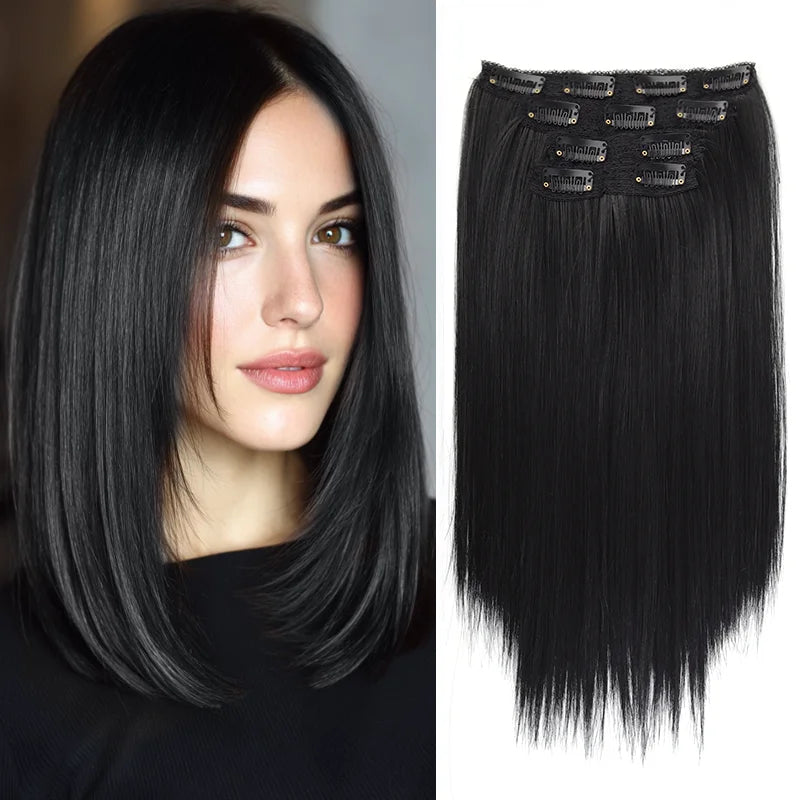 14" Straight Clip-In Hair Extensions for Voluminous Styles - 8