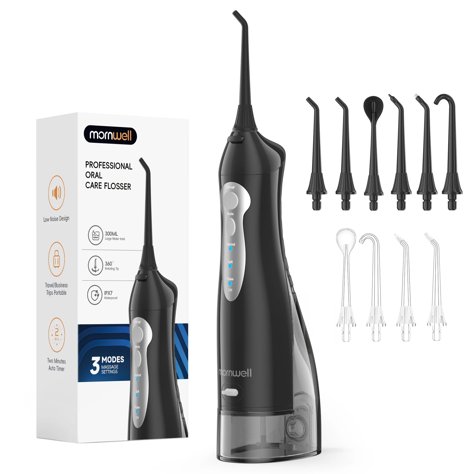 Portable Cordless Water Flosser with 6 Tips and 3 Modes for Teeth Cleaning - 15