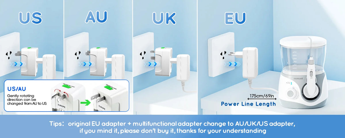 Electric Water Flosser for Teeth with 8 Nozzles and 10 Pressure Settings