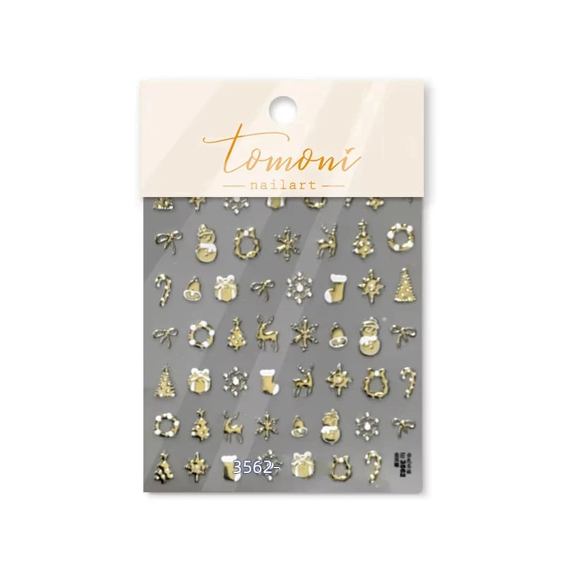 Festive 3D Christmas Nail Art Stickers for Holiday Manicure Decorations
