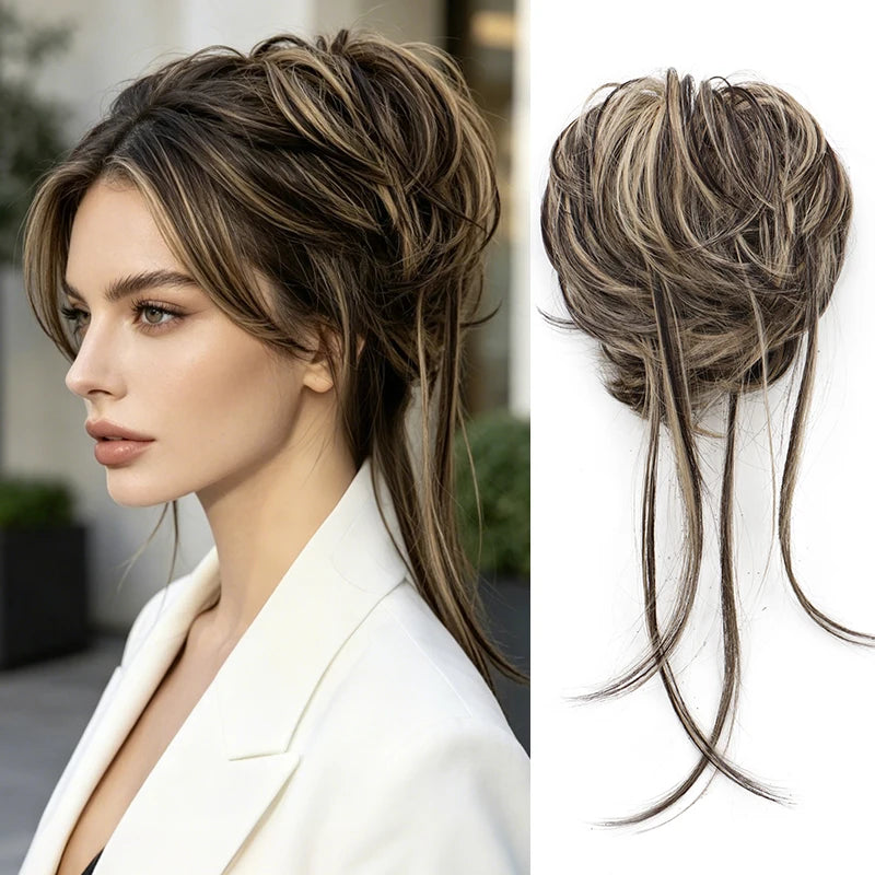 Messy Bun Hair Extension Scrunchie for Instant Volume and Updo Hairstyles - 15