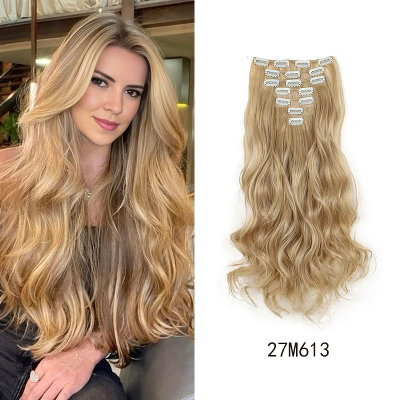 18-Inch Wavy Clip-In Synthetic Hair Extension Set