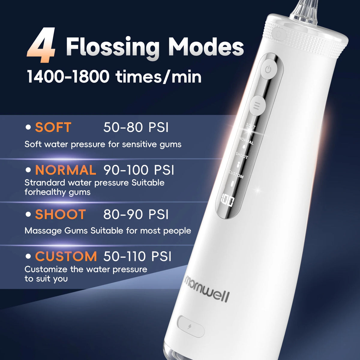 Portable Cordless Water Flosser for Teeth Cleaning and Gum Health