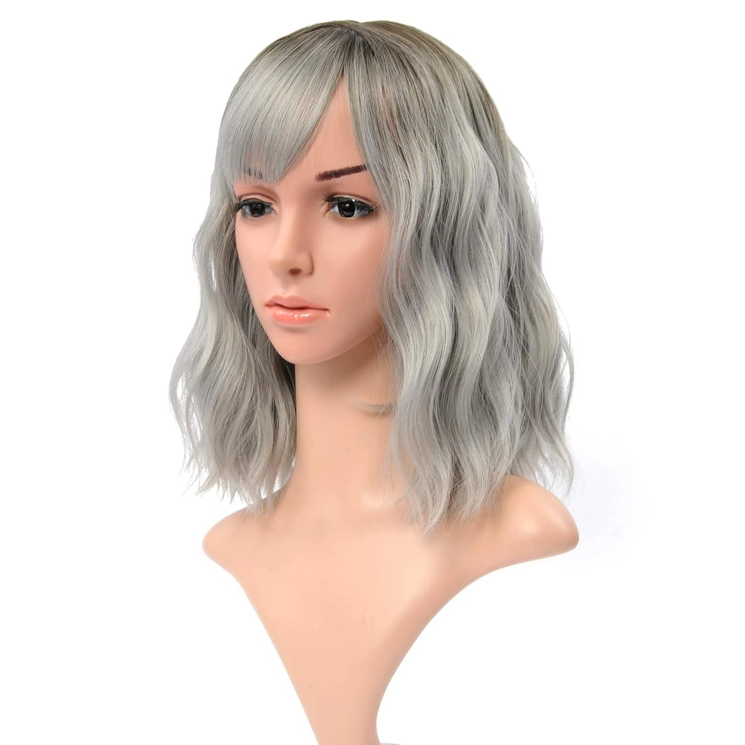 Short Wavy Bob Wig with Bangs for Daily Wear - 9