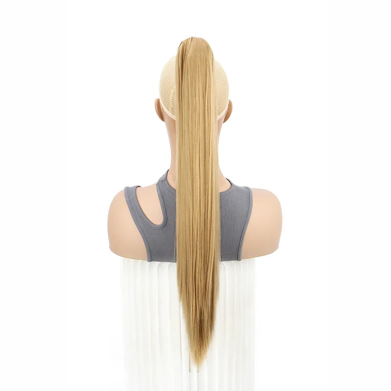 24-Inch Long Straight Claw Clip-On Ponytail Hair Extension