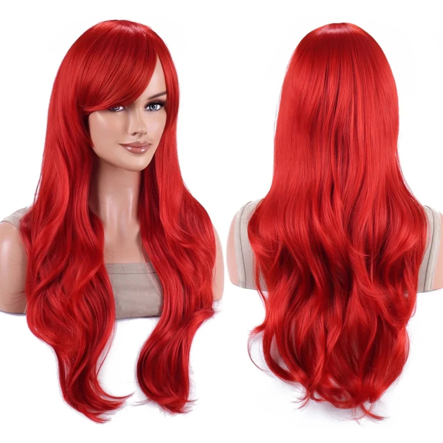 Long Deep Blue Wavy Cosplay Wig for Anime Costumes and Halloween - 36