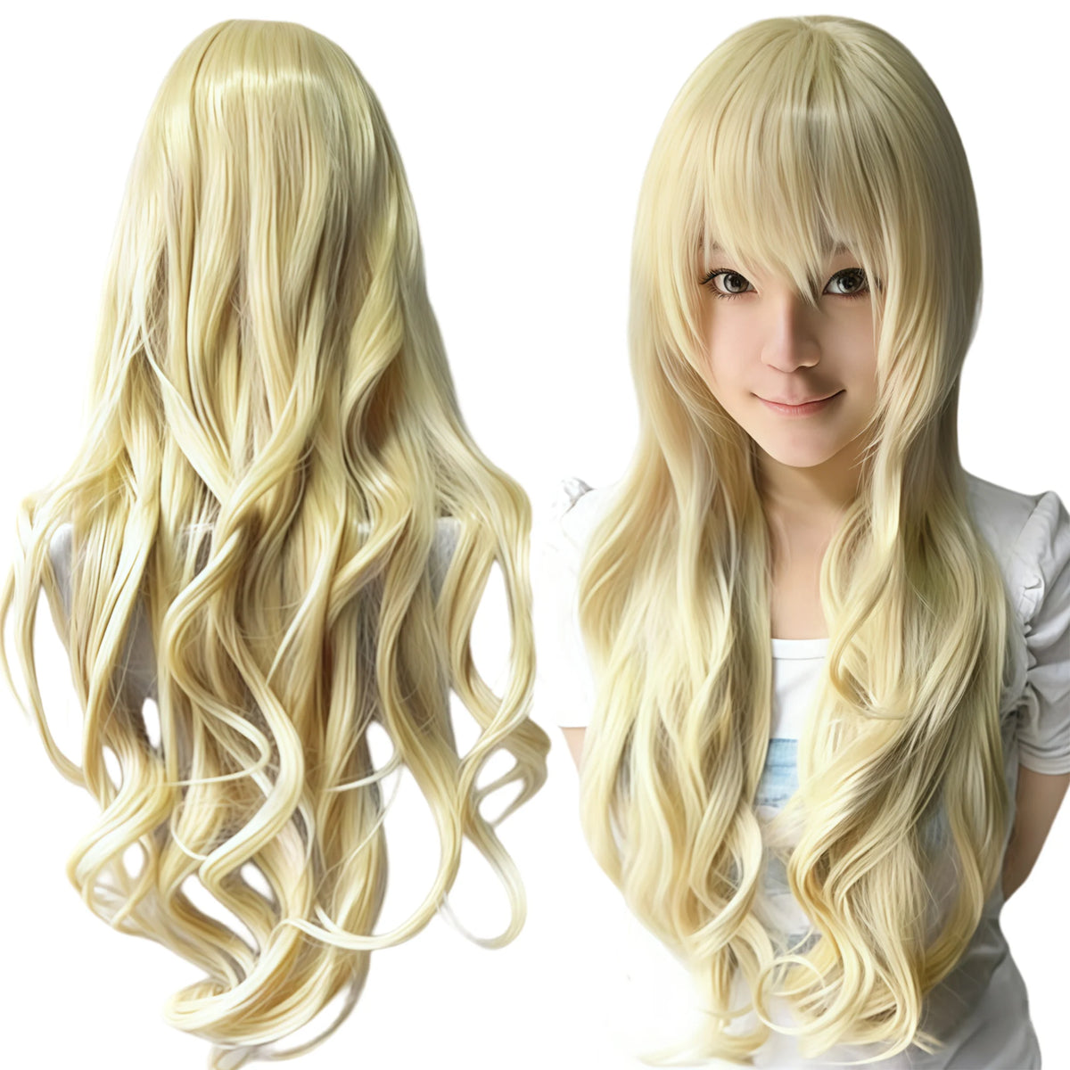Long Curly Teal Cosplay Wig for Anime Costumes and Halloween Parties