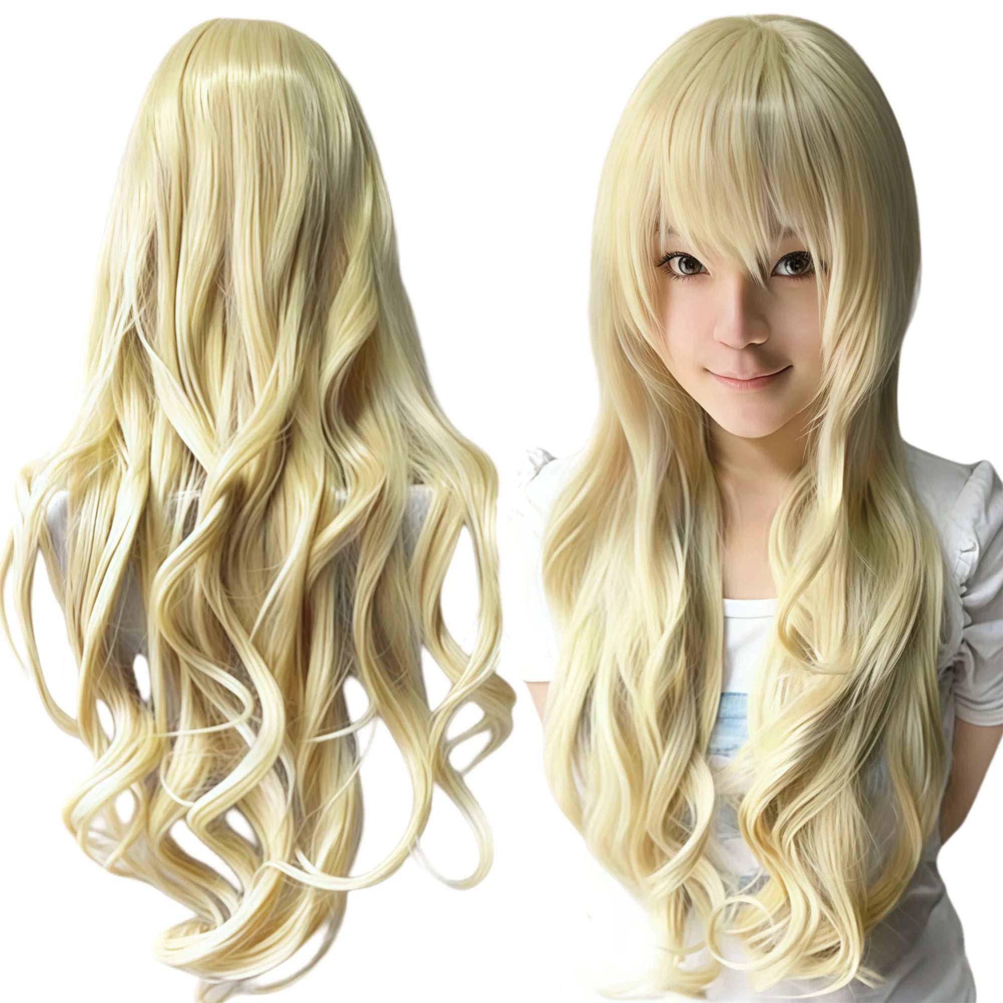 Long Curly Gray Anime Cosplay Wig for Costume Parties and Events - 19