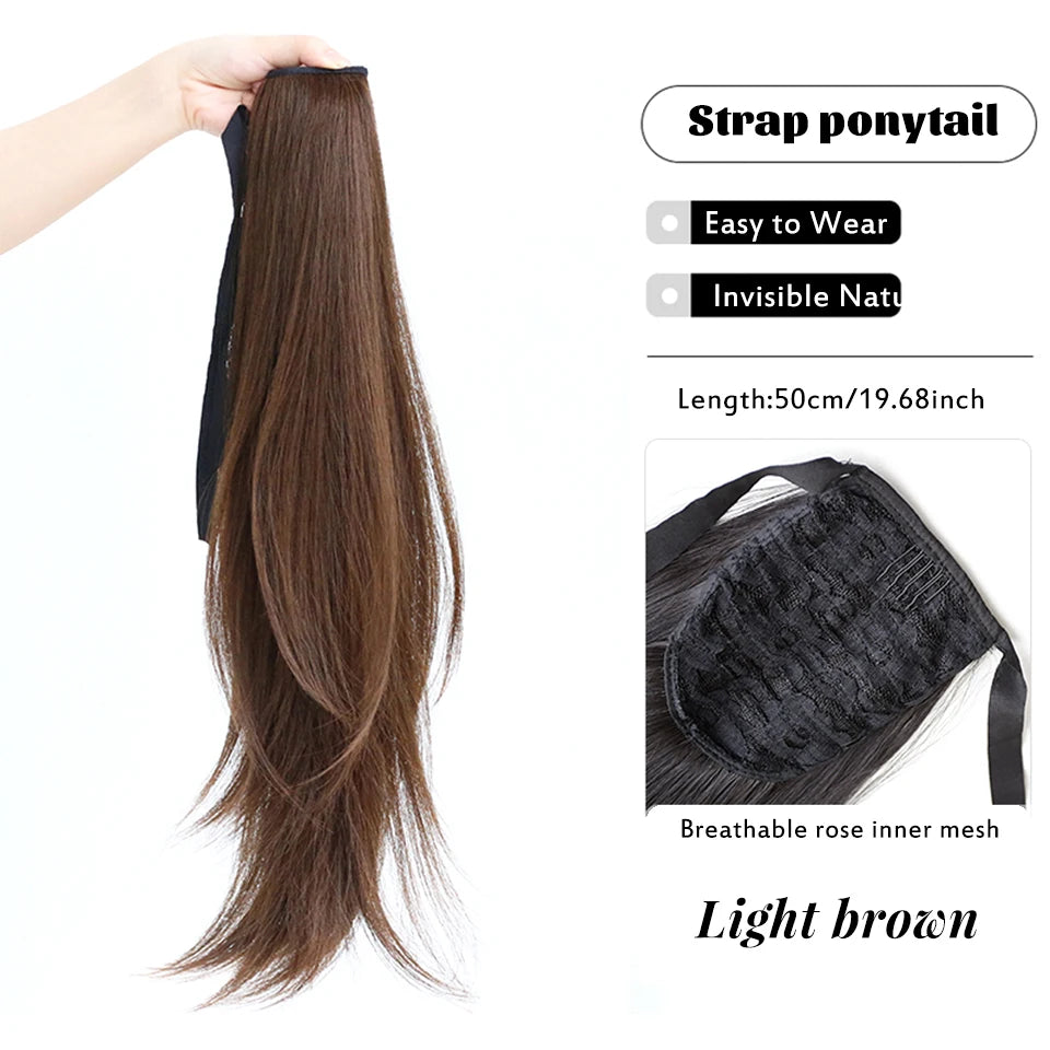 Long Straight Claw Clip Ponytail Extension for Instant Voluminous Hair - 25