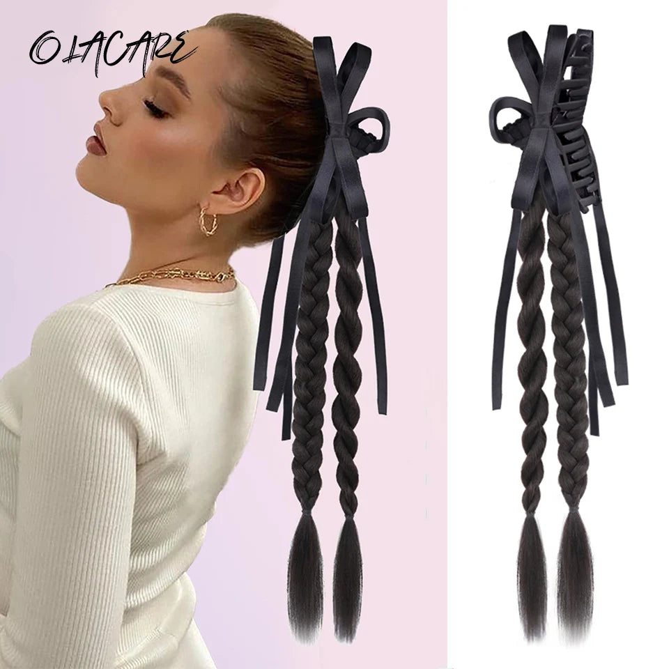 Long Clip-In Bubble Braid Ponytail Hair Extension for Daily Styling - 7
