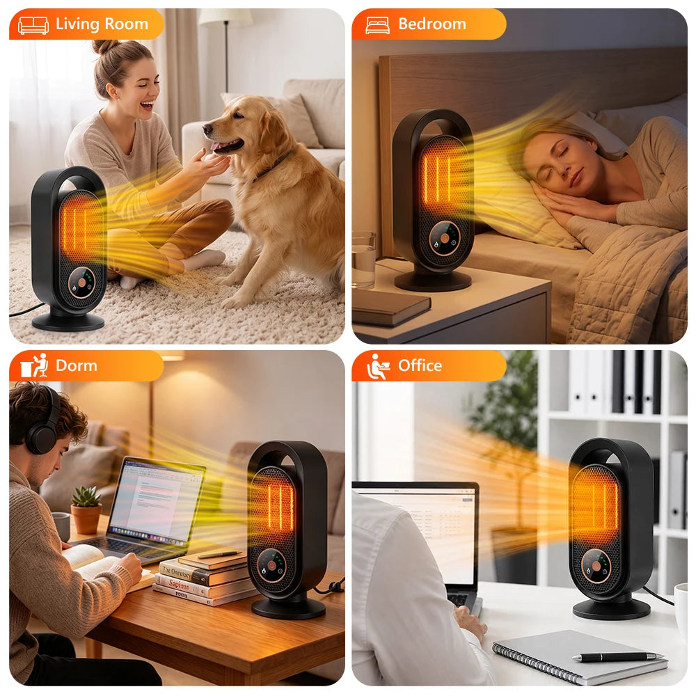 Portable Electric Ceramic Desktop Heater with Adjustable Timer and Heat - 13