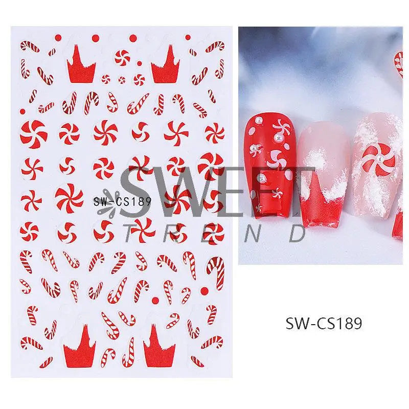 Festive 3D Christmas Nail Art Stickers for Holiday Manicure Decorations - 67