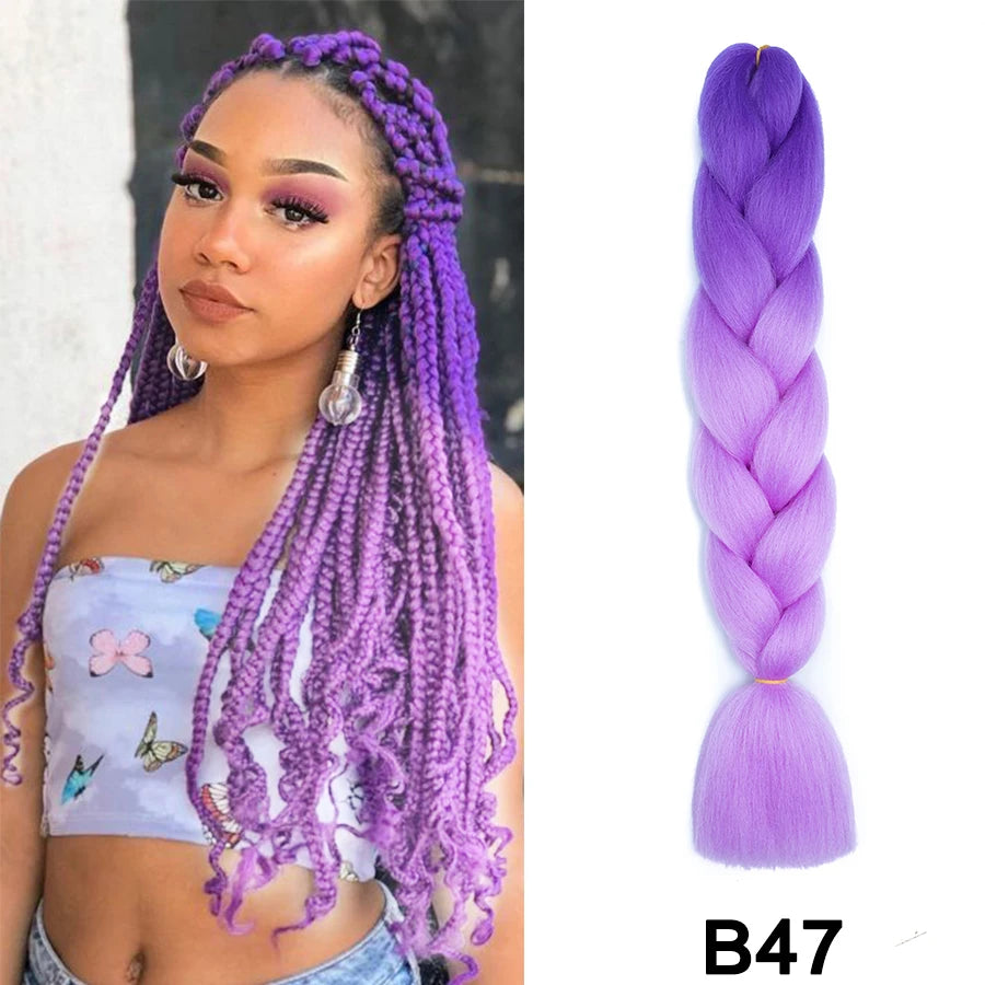 24-Inch Purple Synthetic Braiding Hair Extensions for Parties - 12