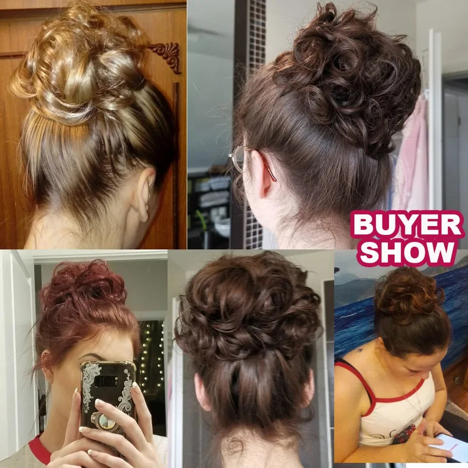 Messy Curly Hair Bun Extension for Instant Voluminous Updo Hairstyles