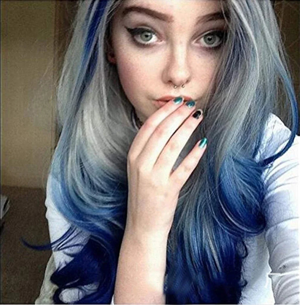 Long Wavy Ombre Wig for Daily Wear and Costume Parties