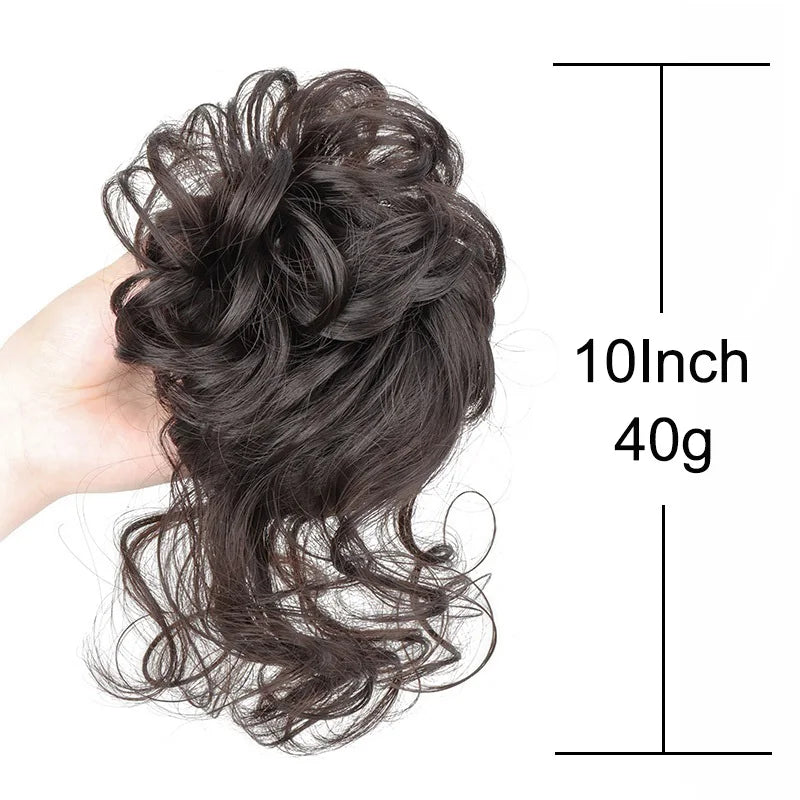 Messy Curly Hair Bun Scrunchie for Quick Elegant Updo Hairstyles - 3