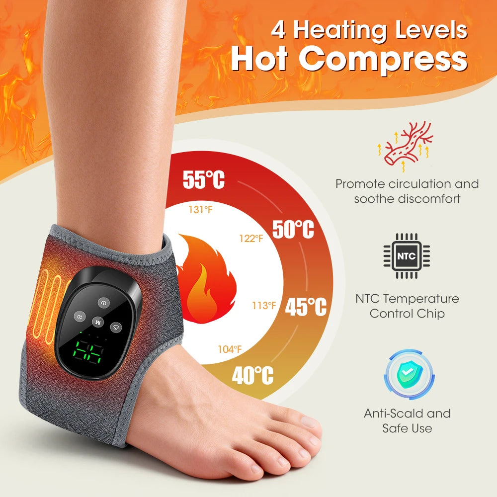 Cordless Heated Ankle Vibration Massager for Pain Relief and Relaxation - 2