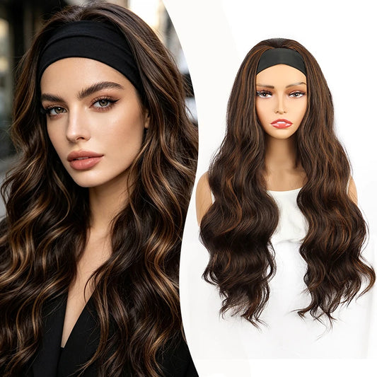 28-Inch Long Wavy Headband Wig for Daily Styling
