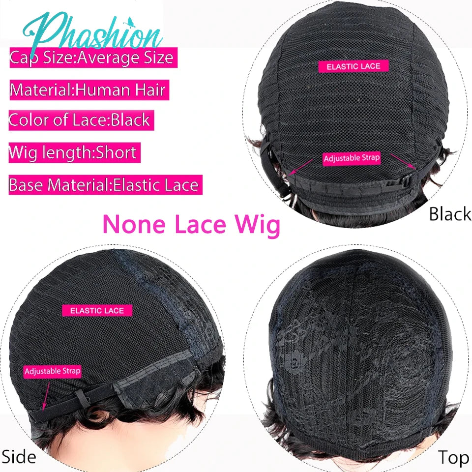 Short Finger Wave Pixie Cut Human Hair Wig - 10