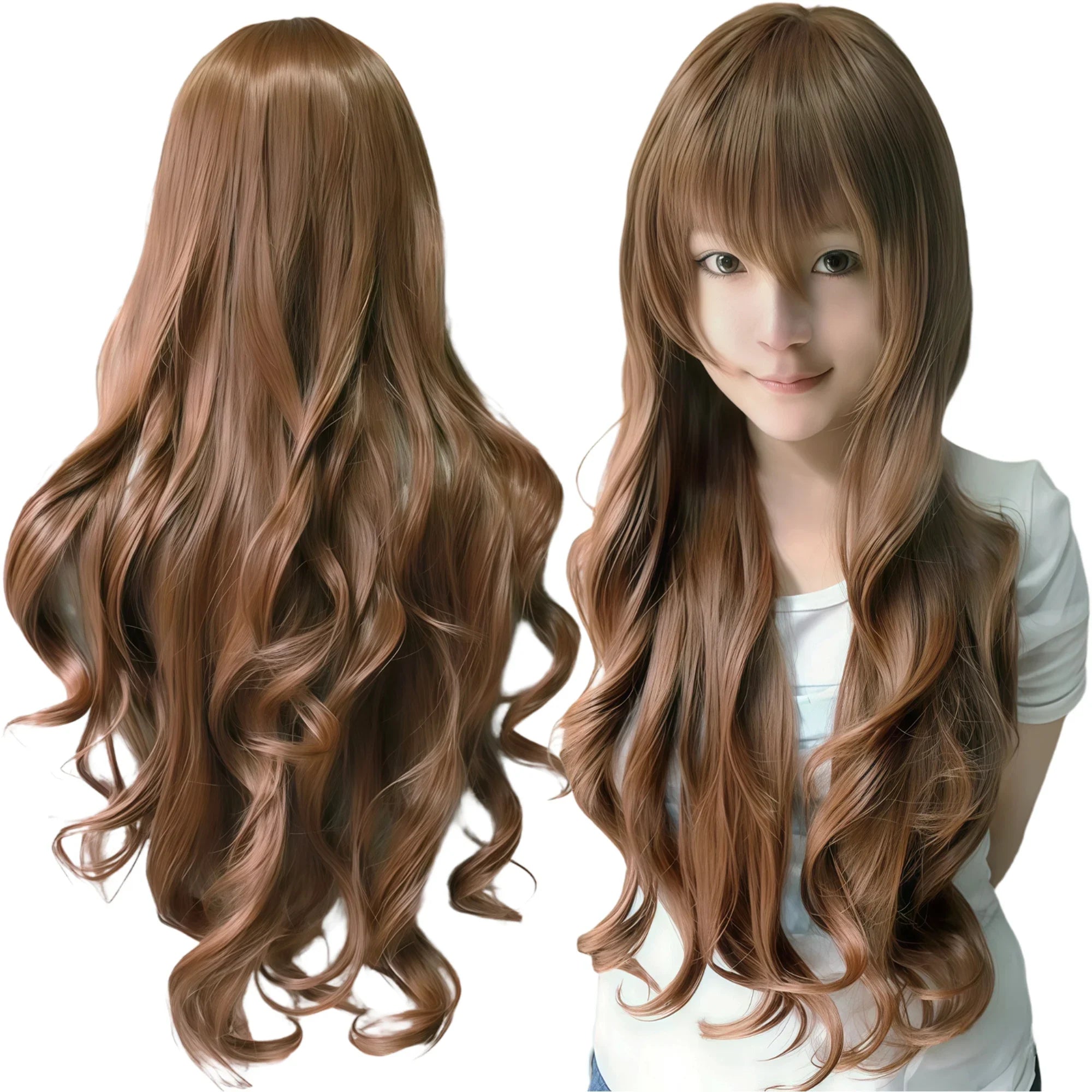 Long Curly White Synthetic Wig for Anime Cosplay and Halloween Costumes - 7