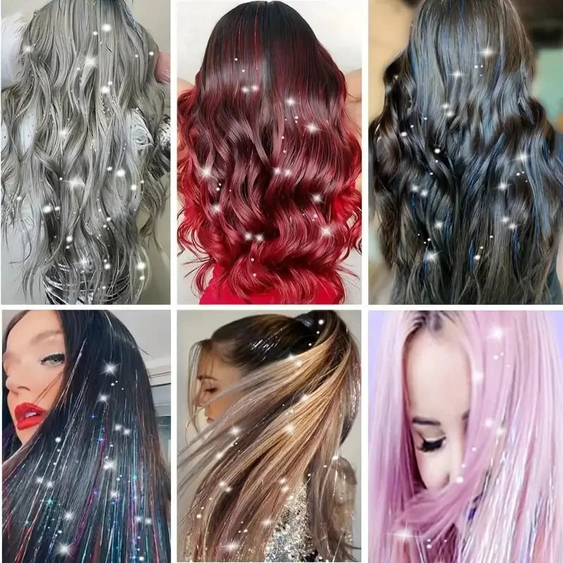 Sparkle Rainbow Hair Tinsel Extensions for Parties - 5