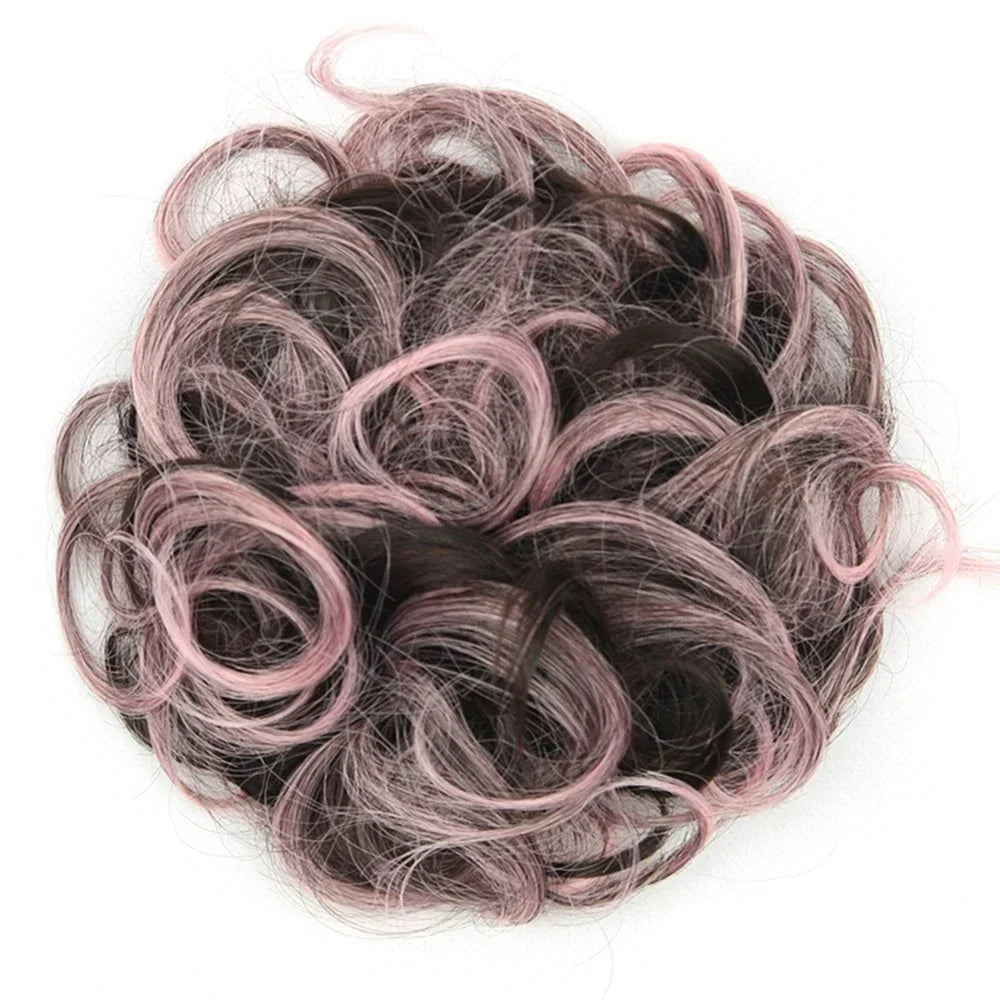 Curly Messy Hair Bun Scrunchie for Quick Elegant Updo Hairstyles