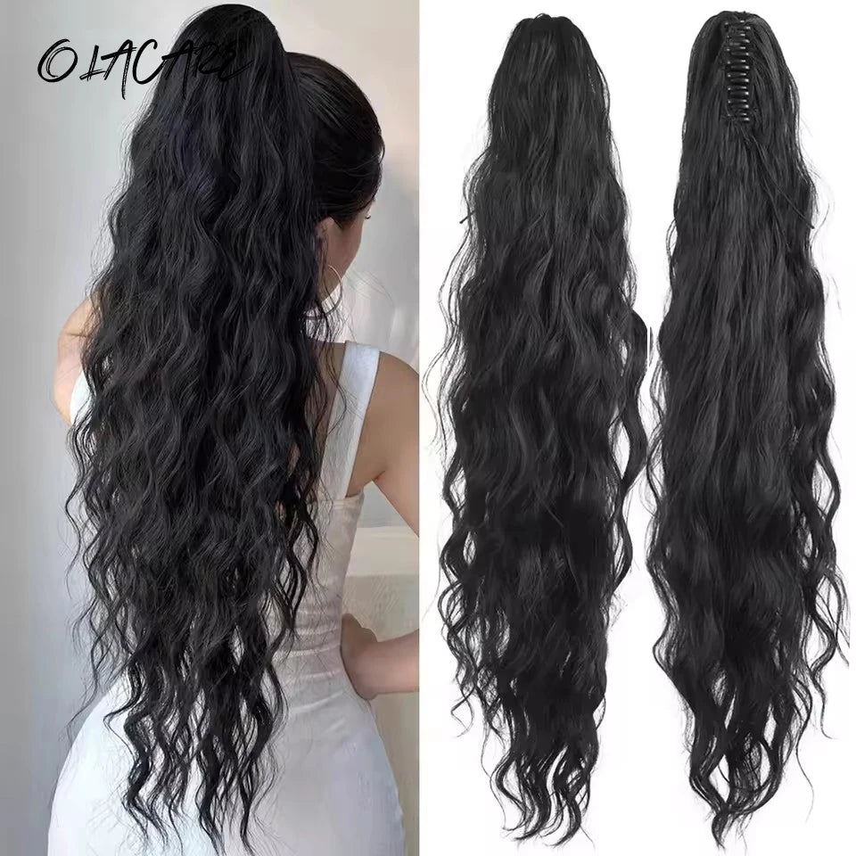 26-Inch Curly Wavy Claw Clip Ponytail Extension - 1