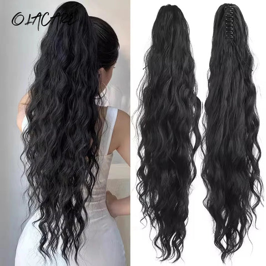 26-Inch Curly Wavy Claw Clip Ponytail Extension