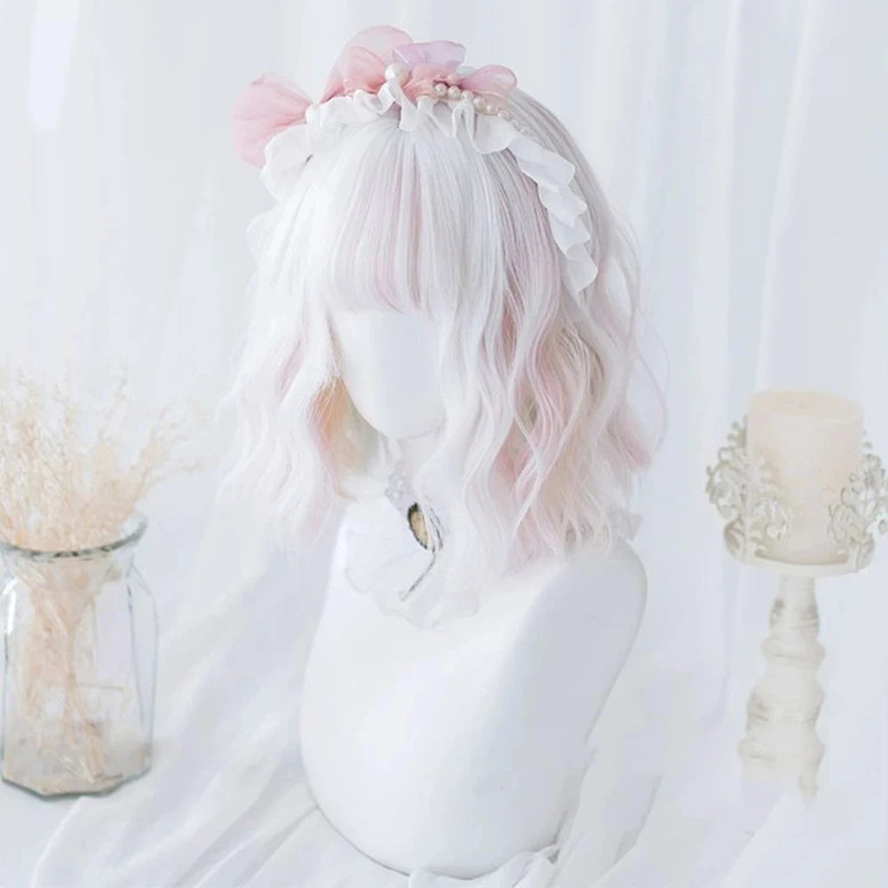Short Pastel Wavy Synthetic Wig for Cosplay and Parties