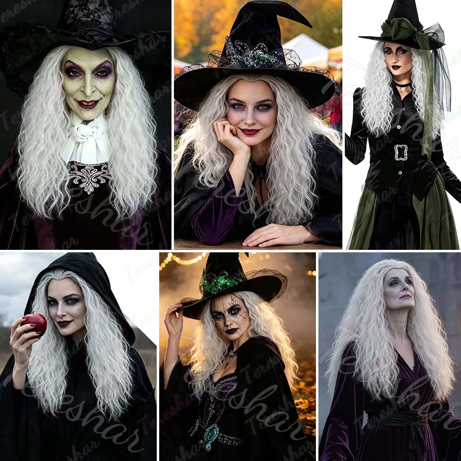 Long Curly Synthetic Witch Wig for Halloween Costume and Cosplay Parties - 7