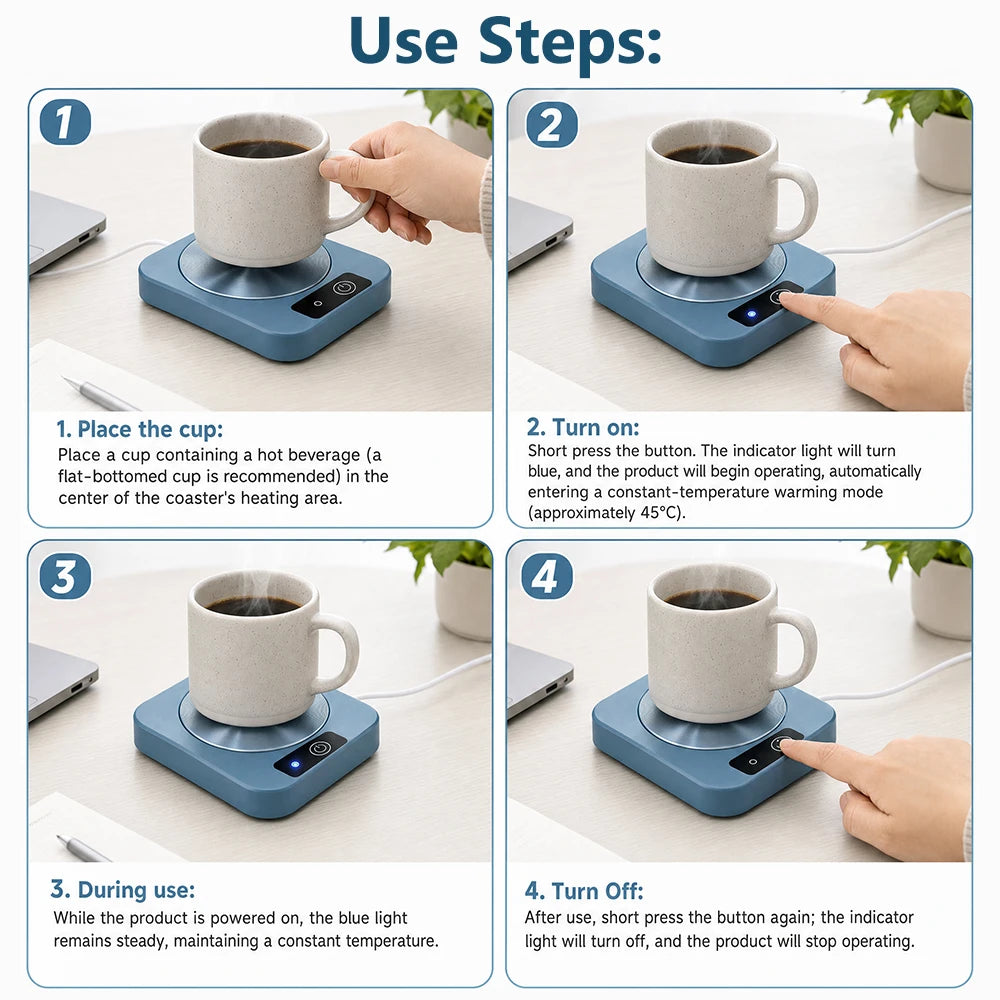 Electric Mug Warmer Coaster for Home and Office Hot Beverage Heating
