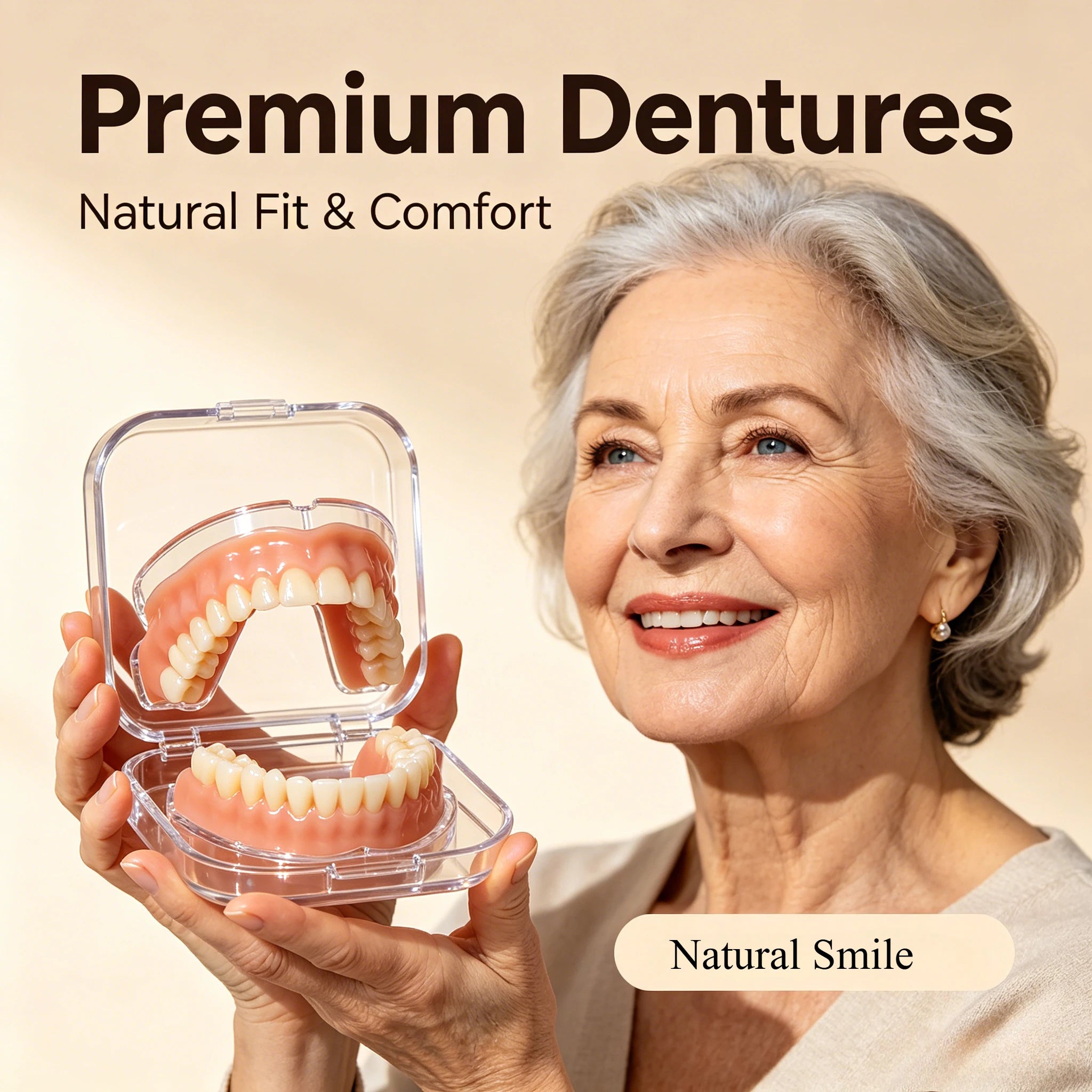 Flexible Silicone Denture Set for Natural Comfort Fit and Realistic Smile - 1