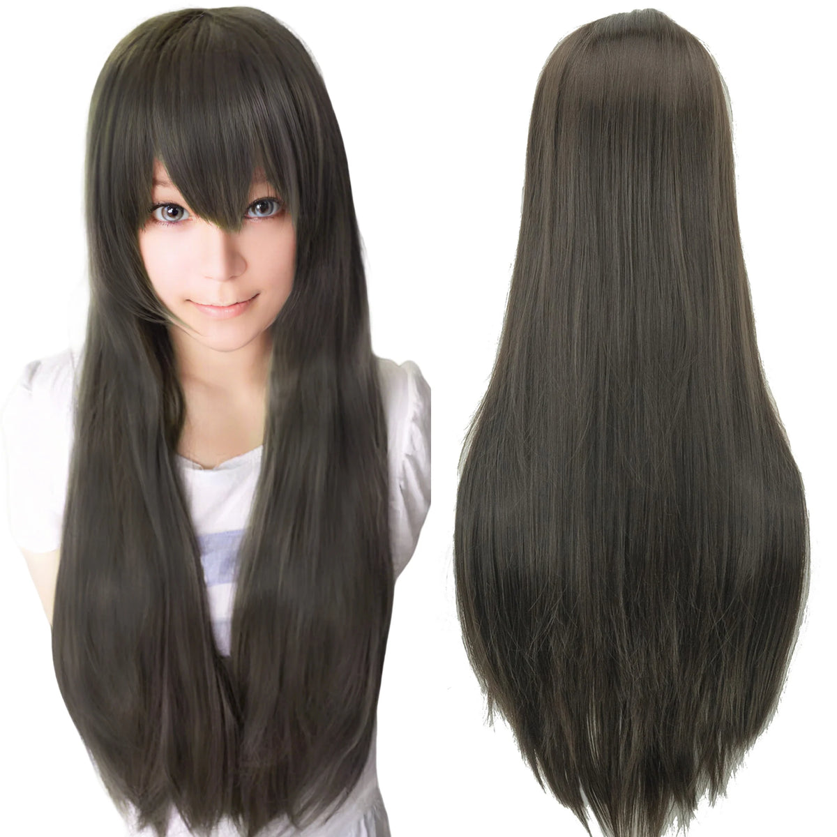 Long Straight Synthetic Cosplay Wig with Bangs