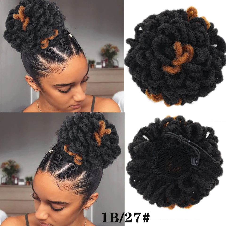 Synthetic Dreadlock Afro Puff Drawstring Ponytail Bun - 9