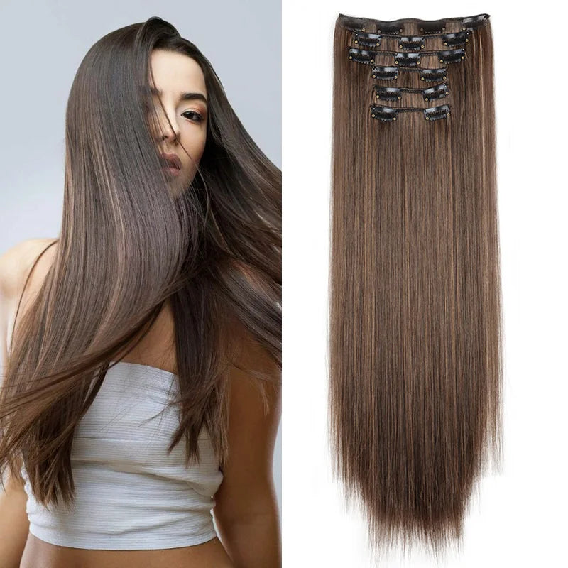 Long Straight Clip-In Hair Extensions for Instant Volume and Length - 1