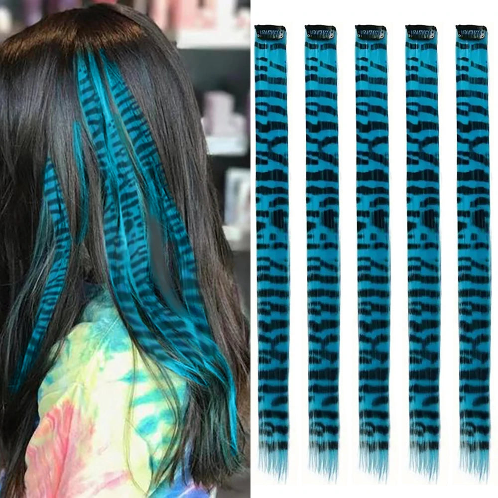 Stripe Printed Clip-in Hair Extensions for Parties