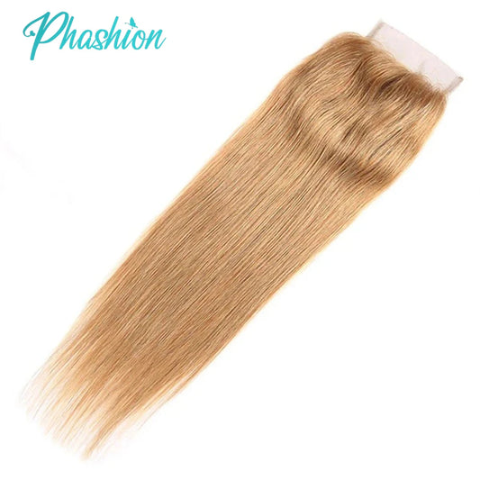 Honey Blonde Straight Human Hair Lace Closure