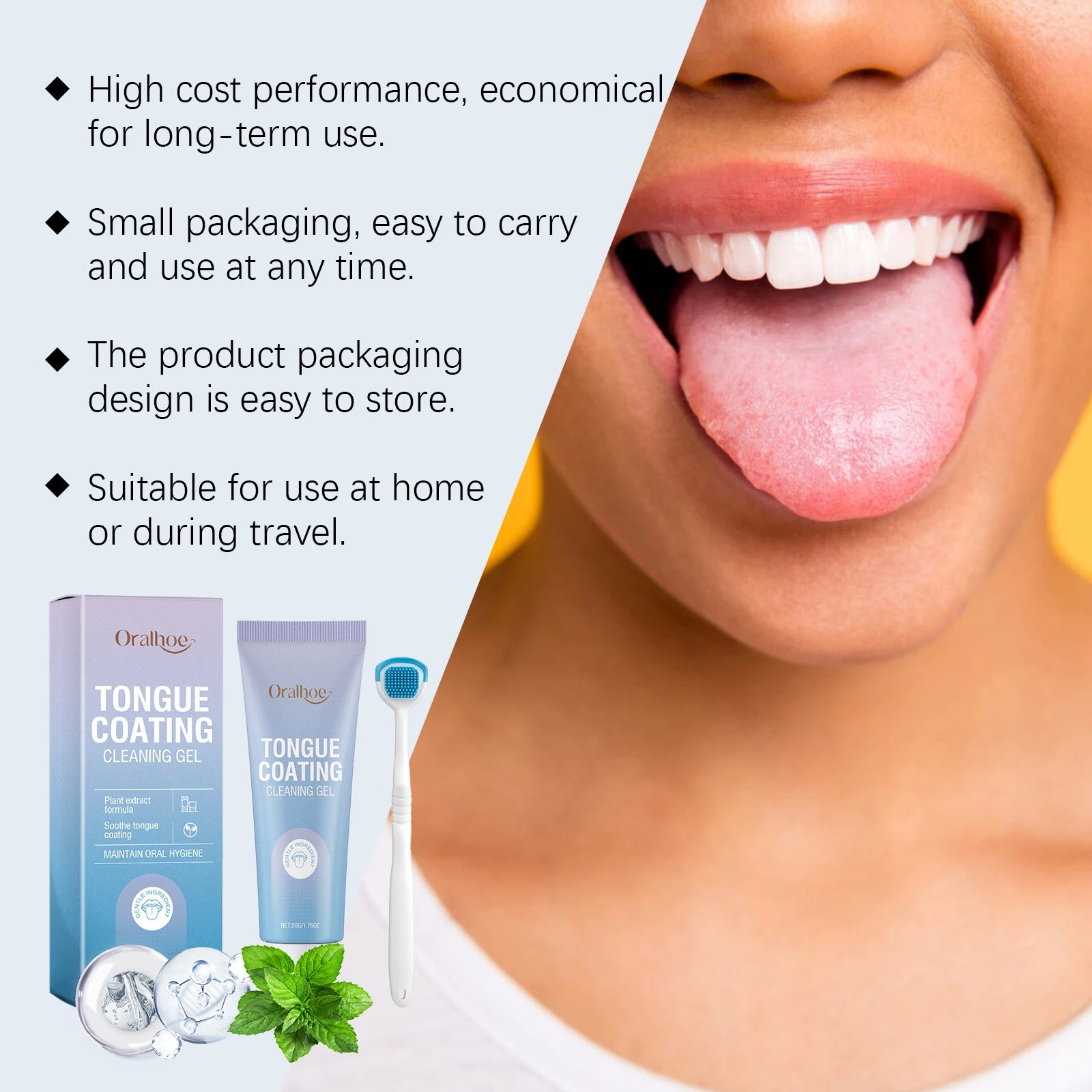 Tongue Cleaning Gel and Scraper Kit for Bad Breath and Oral Hygiene - 16