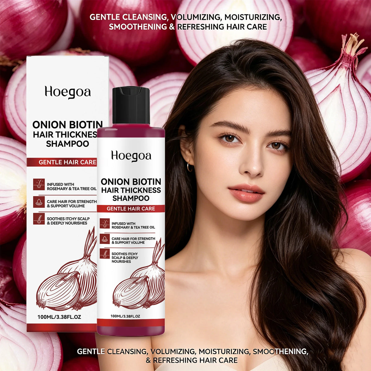 Onion Biotin Shampoo for Thicker Voluminous Hair and Scalp Nourishment