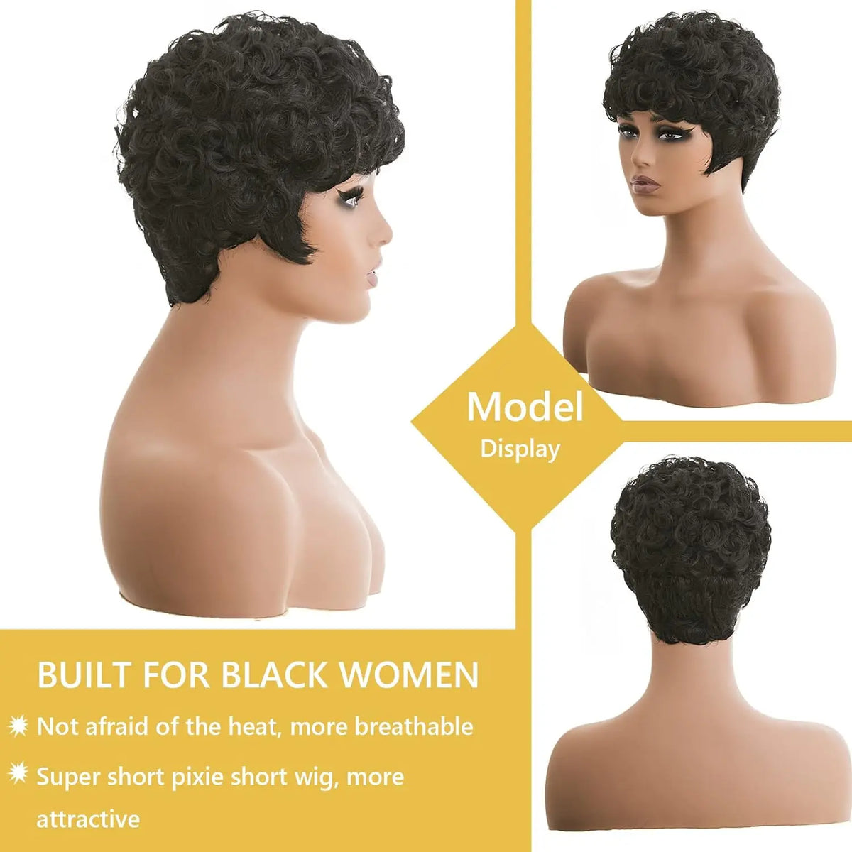 Short Wavy Pixie Cut Wig for Women
