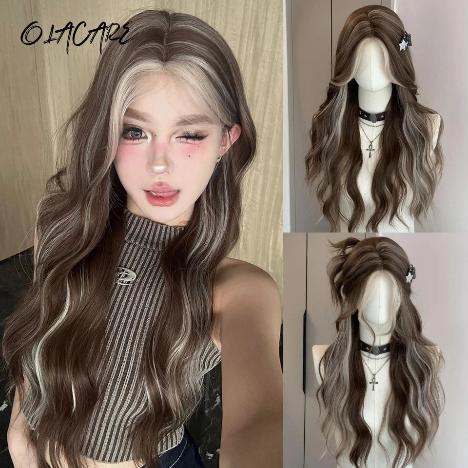 Wavy Brown Cosplay Wig with Curly Pigtails for Costume Parties