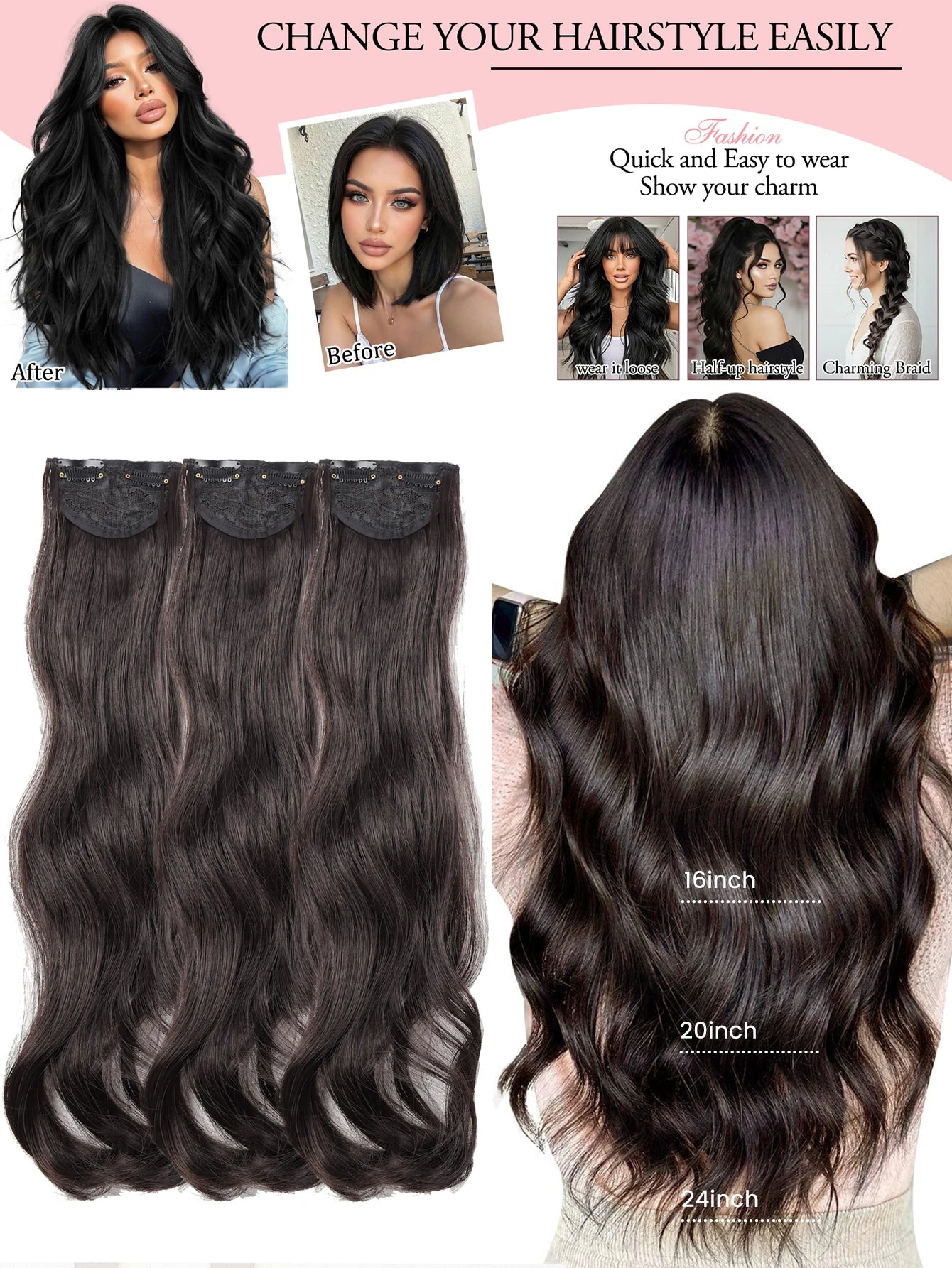 Wavy Clip-In Hair Extensions for Instant Volume and Length - 13