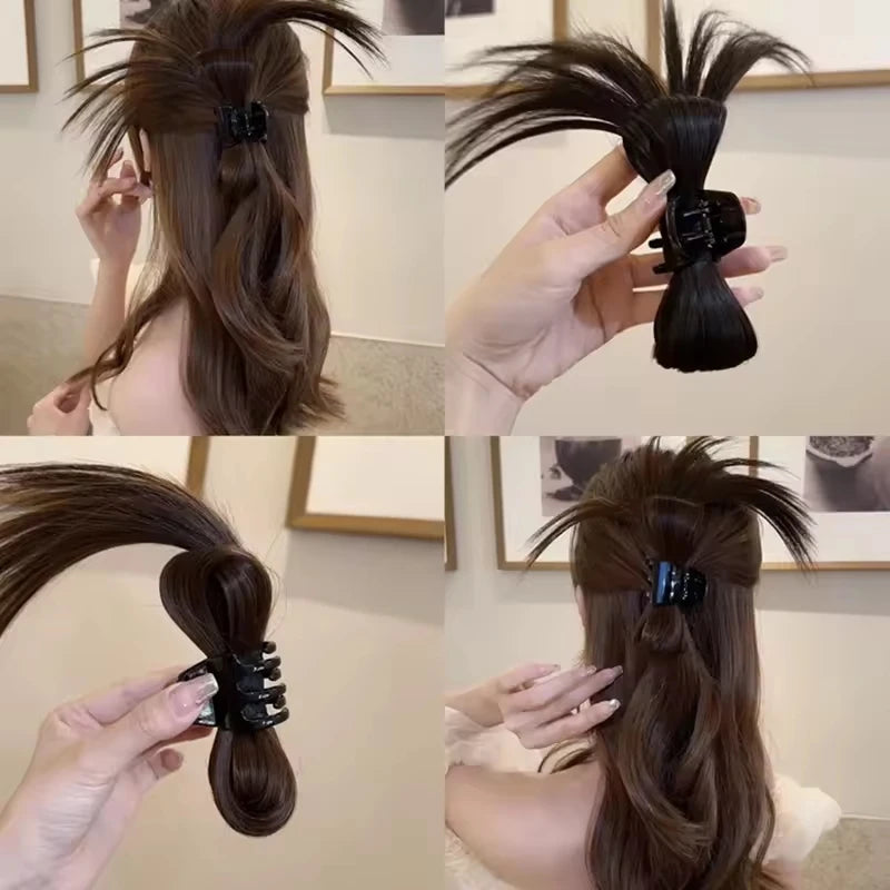 Elegant Synthetic Ponytail Hair Claw Clip for Quick Styling - 1