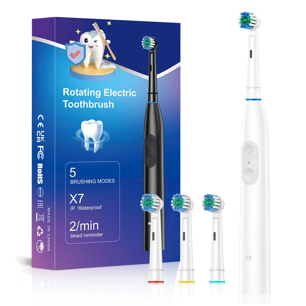 Rechargeable Rotating Electric Toothbrush with 5 Cleaning Modes