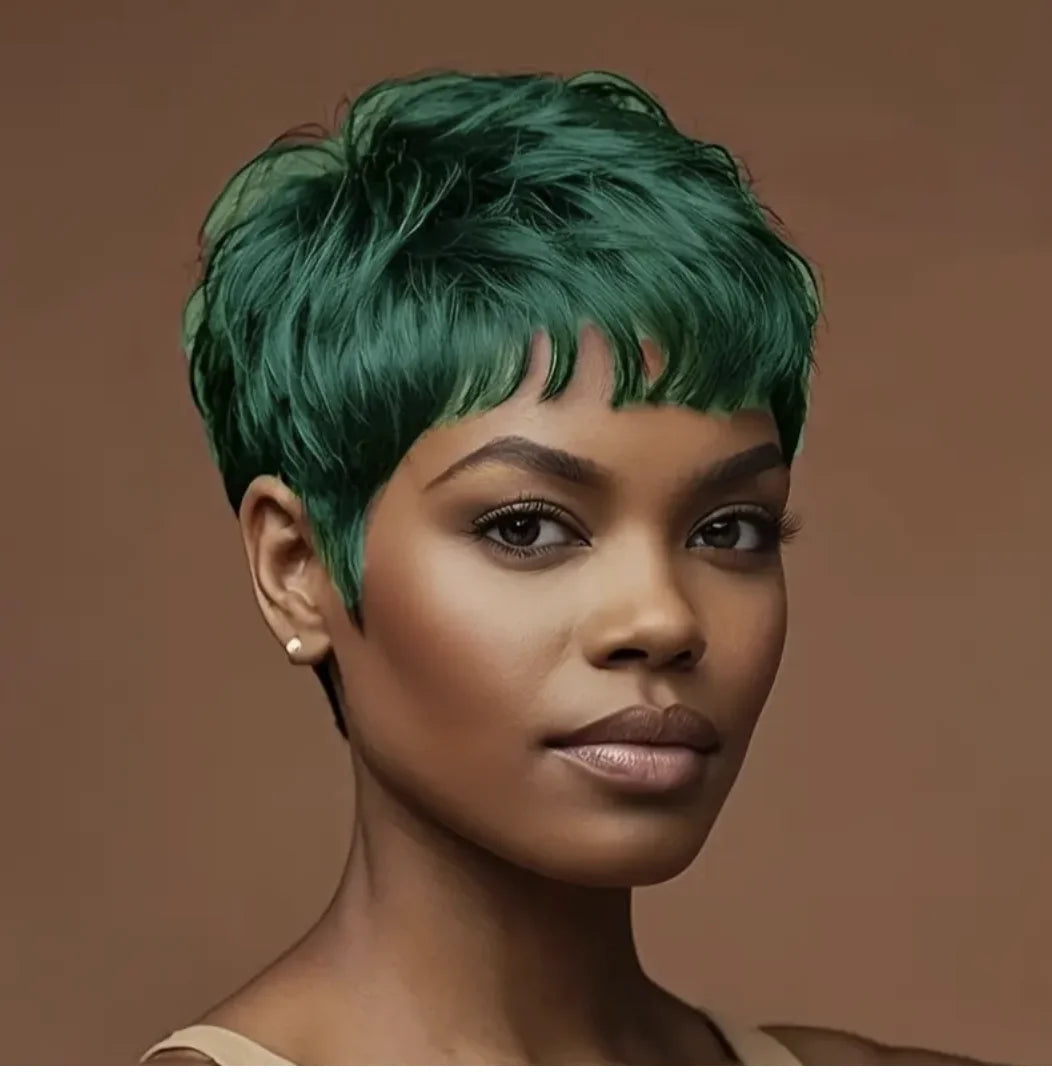 Short Curly Pixie Cut Wig with Bangs for Daily Wear