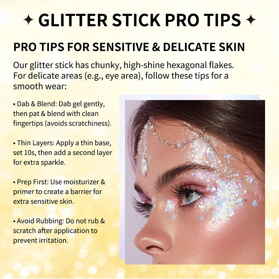 Shimmer Glitter Balm Stick for Face, Hair and Body Makeup