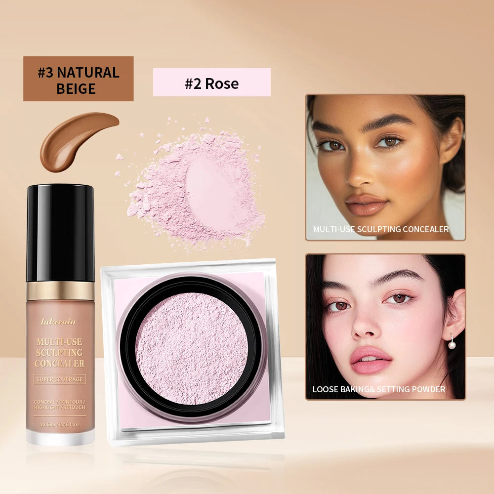 Smoothing Face Concealer and Matte Setting Powder Makeup Set - 13