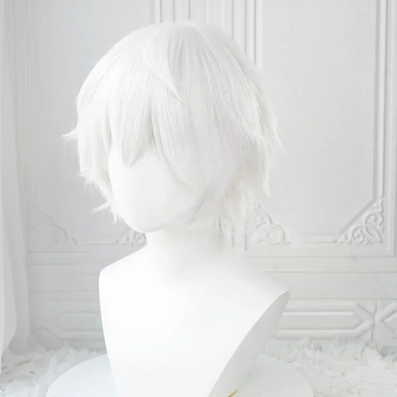 Short White Cosplay Wig for Anime Character Role Play
