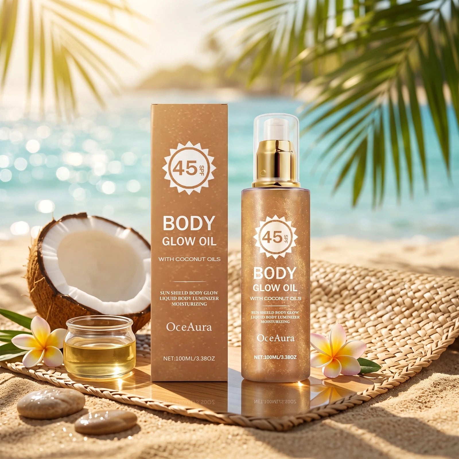 SPF 45 Shimmering Body Glow Oil for Sun Protection and Moisturized Skin - 5